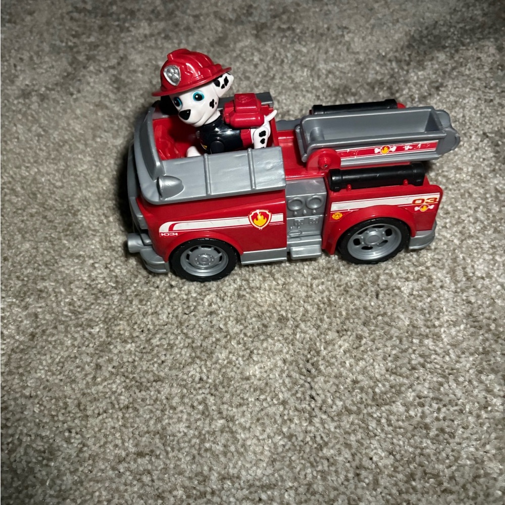 Paw Patrol rare Marshall with Red Fire Truck.